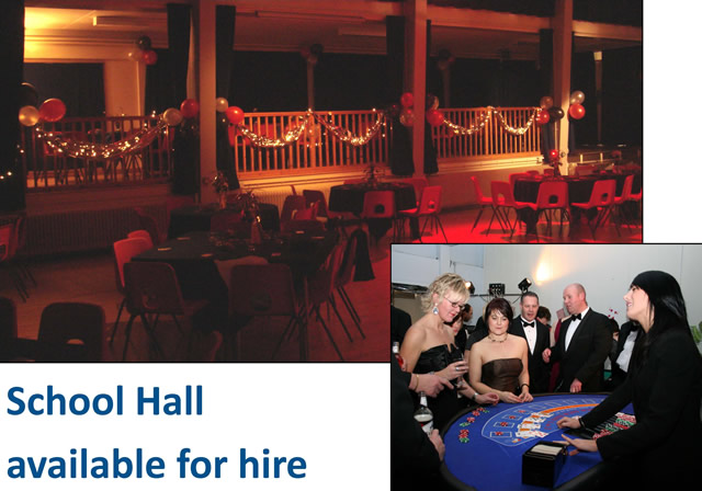 The main school hall available for hire for private events