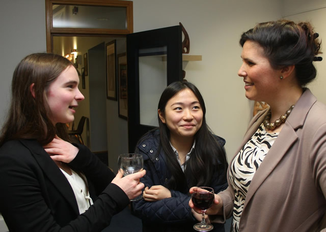 Somerset Liberal Democrat Parliamentary Candidatea Sarah Yong, with students from Bruton School for Girls