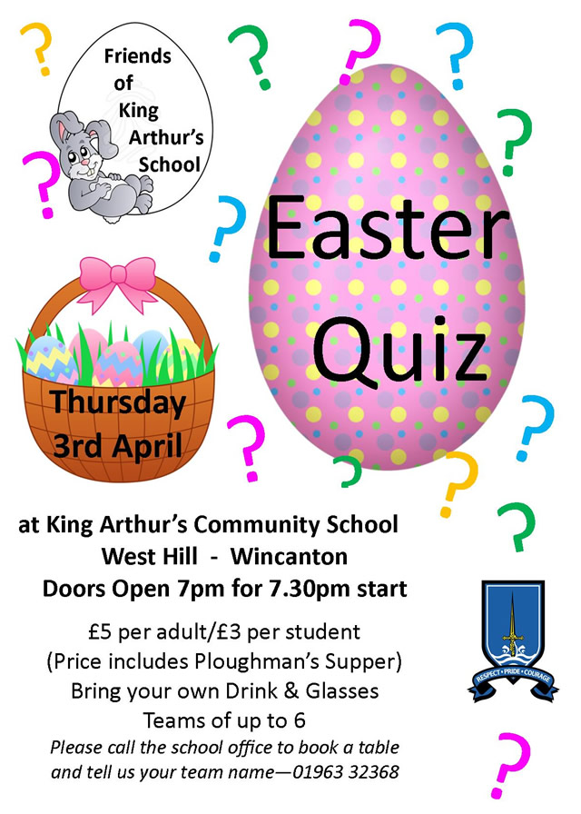 King Arthur's Easter Quiz 2014 poster