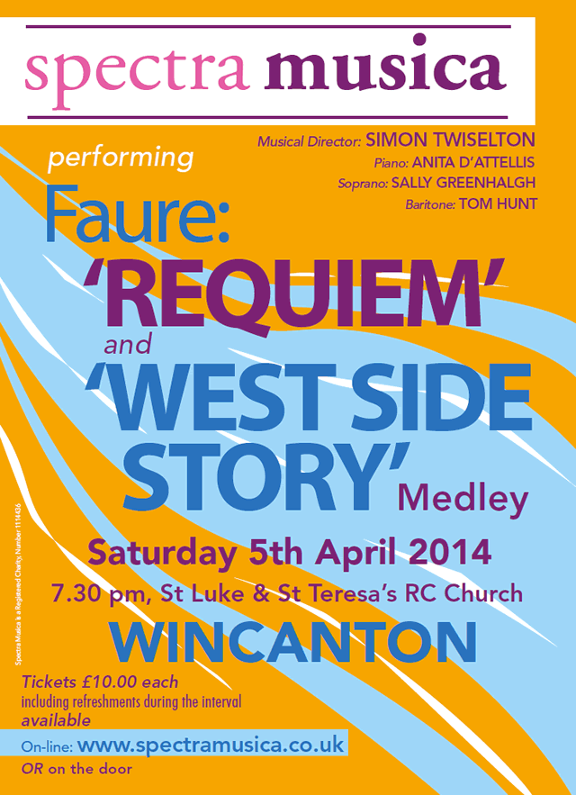 Poster for Spectra Musica concert, Wincanton, April 2014