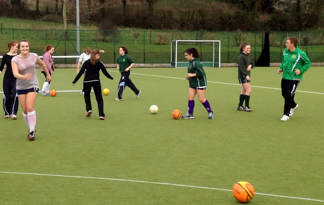 Football coaching at Bruton School for Girls