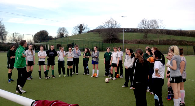 Football coaching at Bruton School for Girls