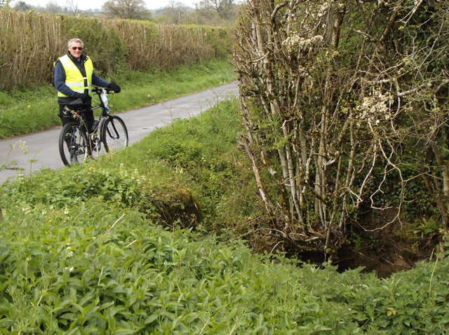 Gordon Kiddle, overlooking the ditch where he spotted the dog in distress