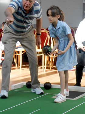 A Wincanton Primary School girl preparing to bowl