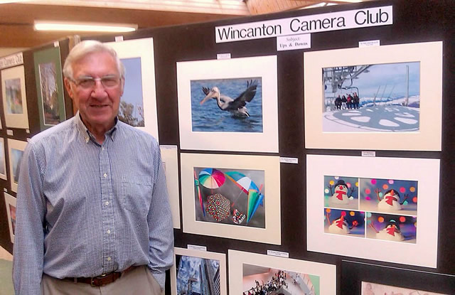 Wincanton Camera Club Chairman, Tony Cole, at the 2014 exhibition in Wincanton Library