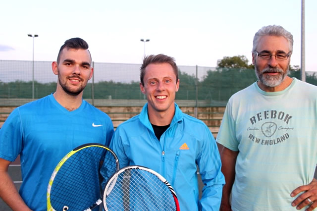Dan Cahill, the new tennis coach at Wincanton Tennis Club, with club members at a recent club night