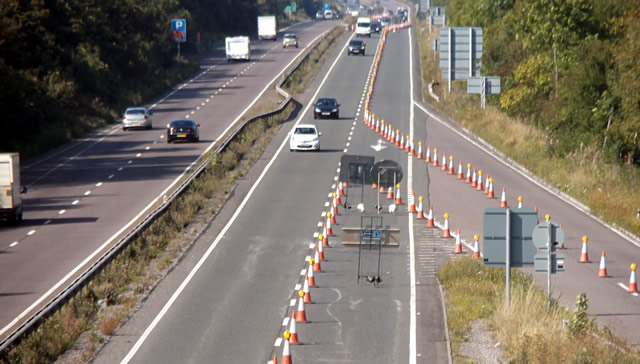 A view of A303 traffic during the recent Wincanton-Mere resurfacing works