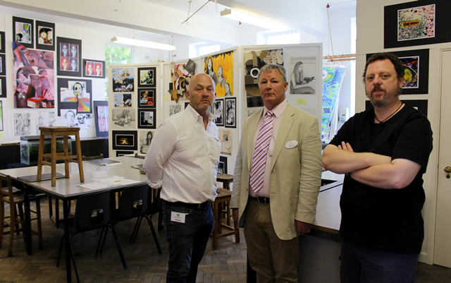 Salvage Hunters' Alan and Drew looking at the art at Bruton School for Girls