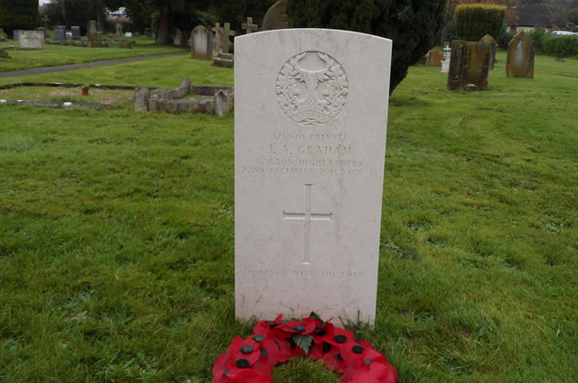 One of seven wreaths placed at Wincanton graves