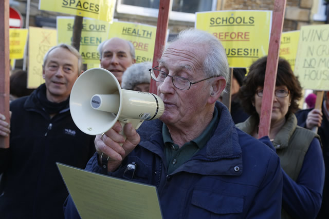 The demands of the group were bellowed through a megaphone along the route through Wincanton