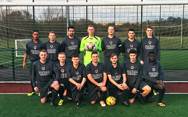 Wincanton Town Football Club sporting their new kit sponsored by The Fine Food Company