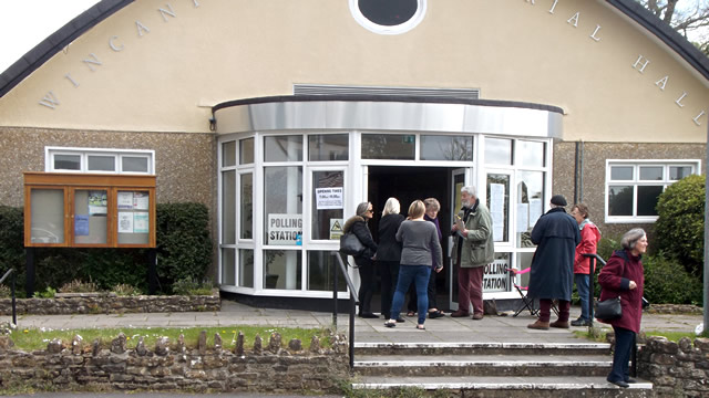 The polling station at Wincanton Memorial Hall