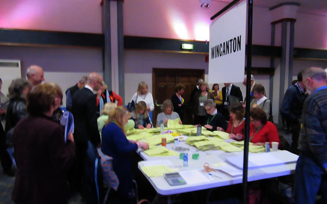 Counting votes for the Wincanton constituency