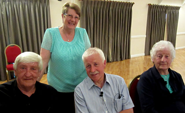 Gill D'Arcy with the three speakers, Gerald Box, David Young and Olive Moldram