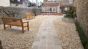 A northern view of the Peace Garden from the end oposite the High Street entrance