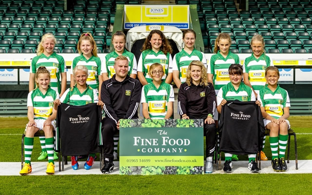Yeovil Town Ladies Under 14s with their new sponsored jumpers (photo by Terry Fisher)