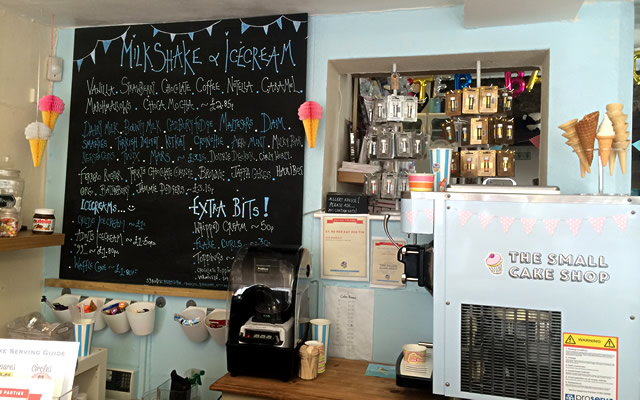 Milkshakes and icecreams at The Small Cake Shop in Wincanton