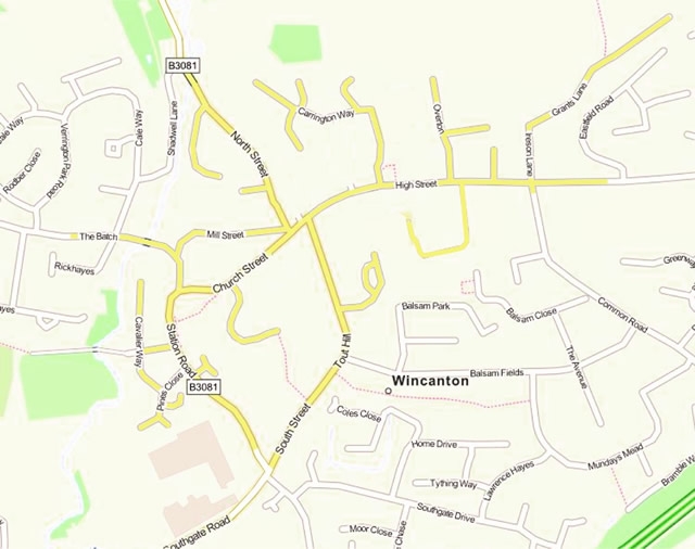 The proposed entension to Wincanton's 20mph zone