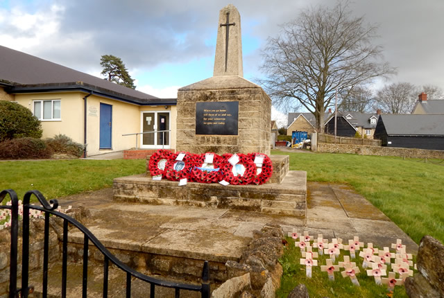 Wincanton's war memorial, outside Wincanton Memorial Hall