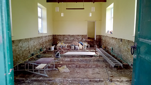 Bayford Chapel interior mid-renovation