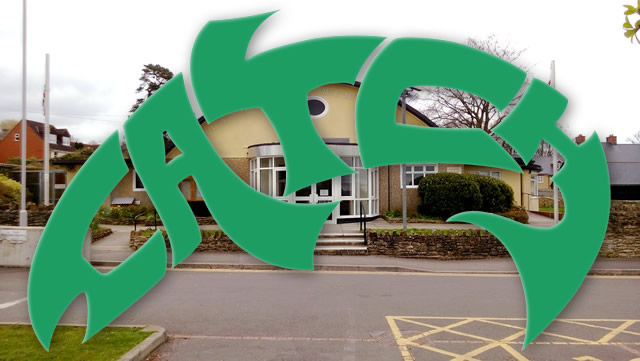 A massive C.A.T.C.H. logo superimposed on the Wincanton Memorial Hall