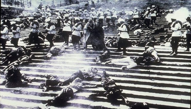 The massacre on the Odessa steps from Battleship Potemkin