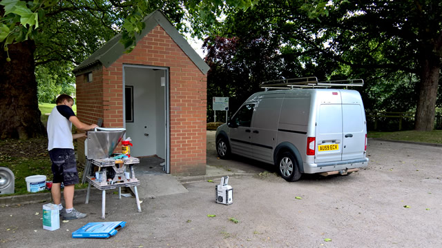 Cale Park toilet being refurbished by Atkins Builders