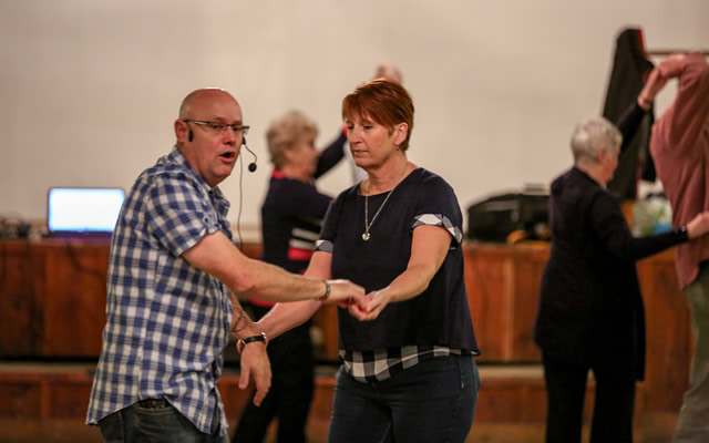 Dance instruction at Sparkford Village Hall