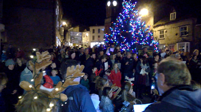 Carols around the tree at Wincanton Christmas Extravaganza 2015