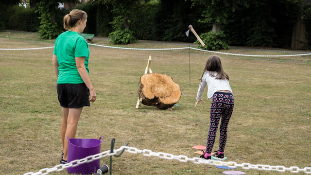 Axe throwing at Wincanton's 2018 Play Day