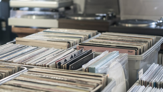 Vinyl and tables at Highstreet Records, Wincanton