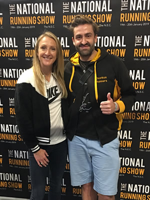 Brendan Rendall with Paula Radcliffe at The National Running Show in the NEC in Birmingham