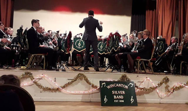 Wincanton Silver Band performing in Wincanton Memorial Hall