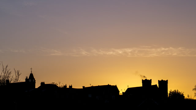 Wincanton town centre sunrise silhouette