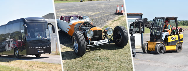 Driving competition vehicles at Mind in Somerset's family fun day