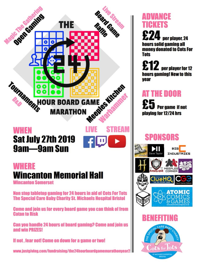 The 24 Hour Board Game Marathon 2019 poster