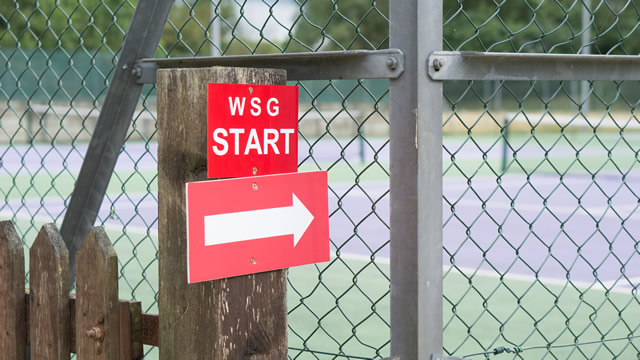 Wincanton Sports Ground 3km running course start sign