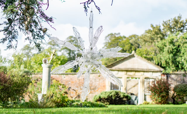 A plastic bottle sculpture in the garden behind the Greening the Earth gallery in Wincanton