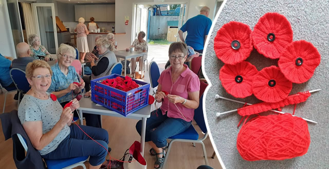 Parish Church ladies knitting poppies