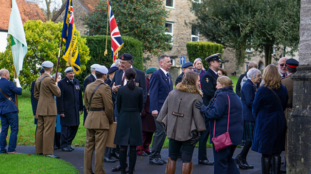 Wincanton's 2019 Remembrance Parade entering the Parish Church of St. Peter & St. Paul