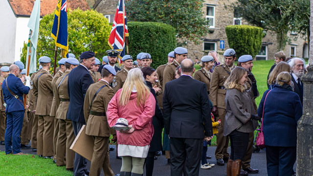 Wincanton's 2019 Remembrance Parade entering the Parish Church of St. Peter & St. Paul