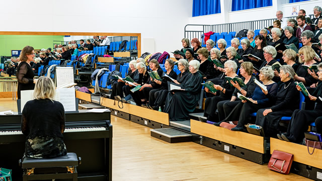 Wincanton Choral Society rehearsing in the King Arthur's School Performance Enhancement Centre