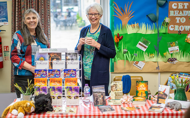 Beth Webb and Susie Purkiss in Wincanton Library for Wincanton Book Festival 2020