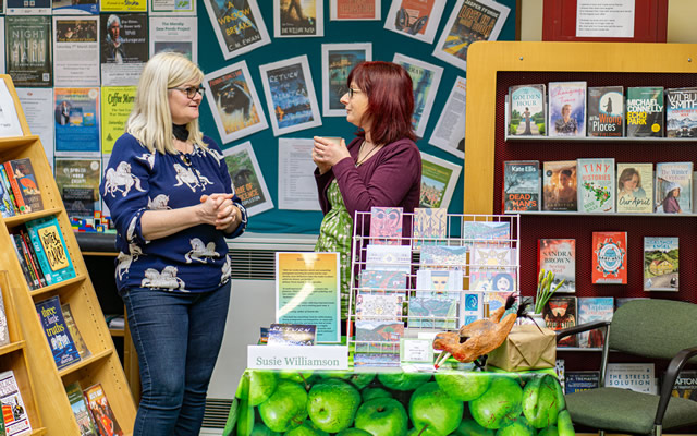 Susie Williamson in Wincanton Library for Wincanton Book Festival 2020