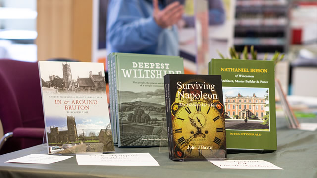 Books from local authors on display in Papertrees for Wincanton Book Festival 2020