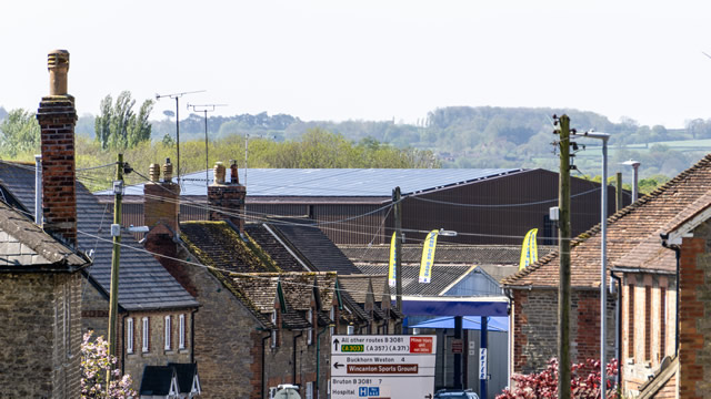 Wyke Farms solar array viewed from South Street