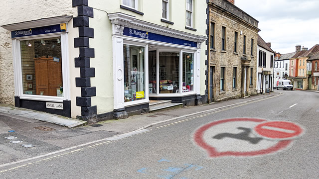 Wincanton High Street, looking west from the Angel Lane junction