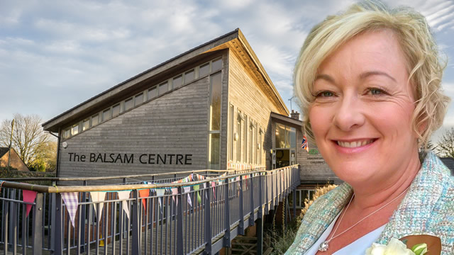 The Balsam Centre in Wincanton, and the Mayor, Sue Shelbourn-Barrow