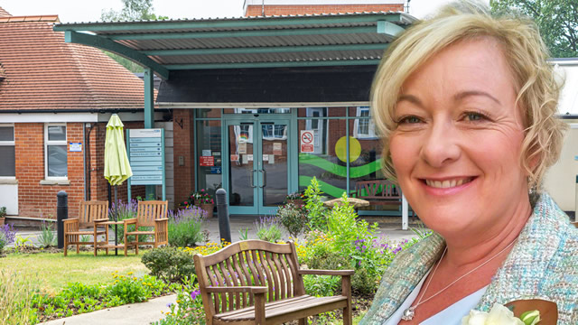 Mayor of Wincanton, Sue Shelbourn-Barrow, in front of Wincanton Community Hospital