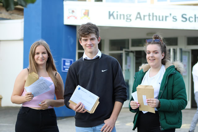 King Arthur's School students celebrating their 2020 GCSE grades